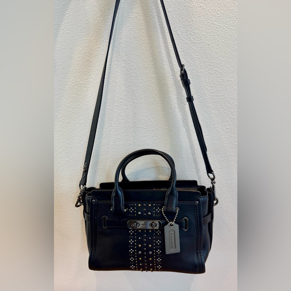 Coach Swagger Studded Black EUC - Picture 10 of 13